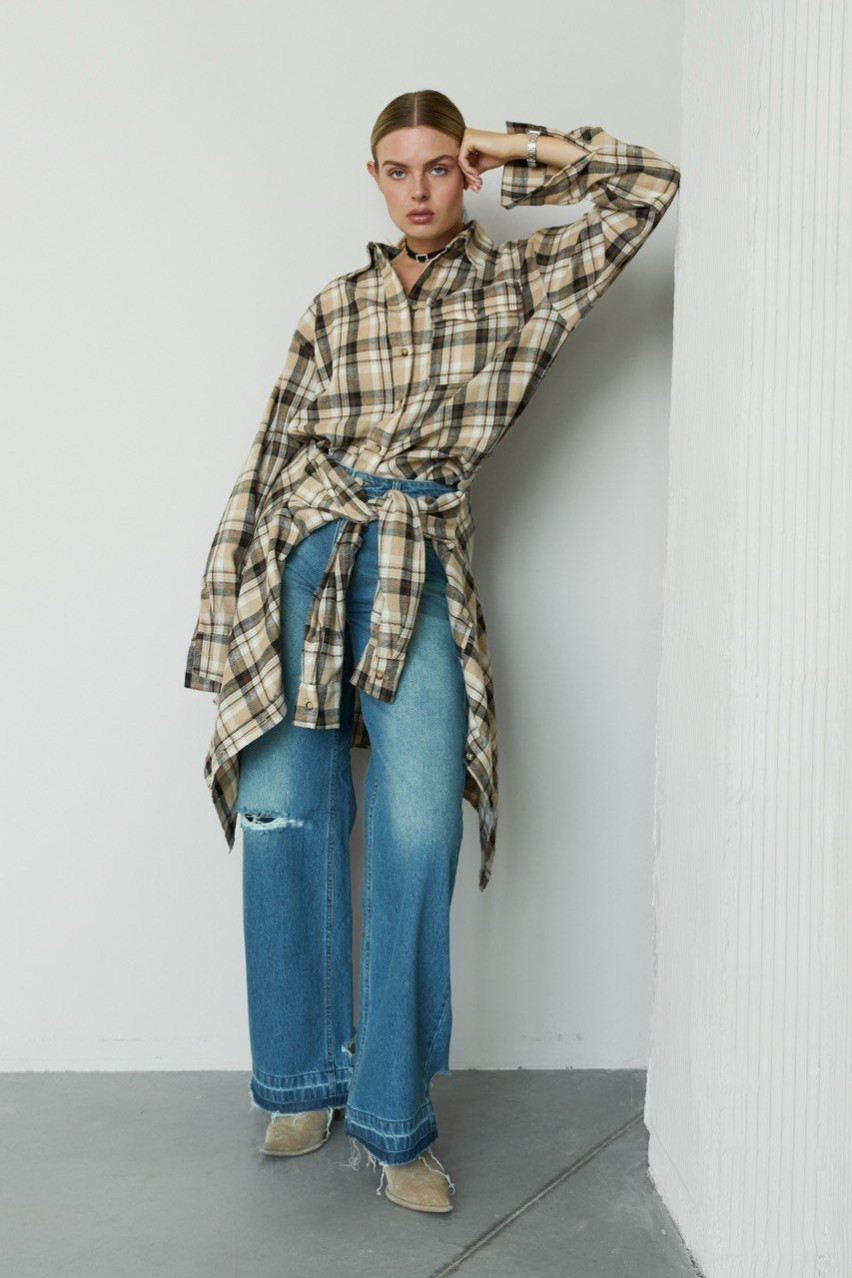 Кемел рубашка в клетку Basic FW24-25 BLAZH.